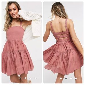 ASOS DESIGN Cami Mini Sundress with Raw Edges Dress Dusty Pink Swingy Size US 8
